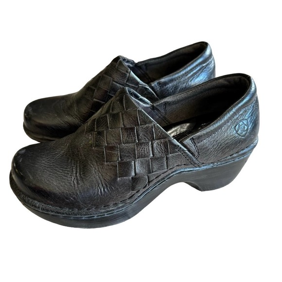 Ariat Womens Clogs Black Leather Ashbourn Briar Slip On Shoes Size 7B - Picture 1 of 8